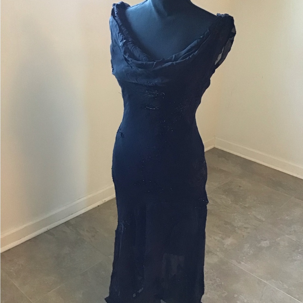 Alex Evenings Black Beaded Cowl-Neck Midi Dress - Picture 7 of 9